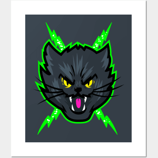 Black Electric Cat Posters and Art